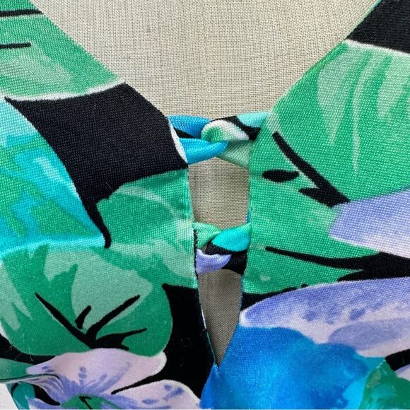 Maxine of Hollywood vintage 60s tropical flora one piece pin-up swimsuit size 12 - Picture 8 of 16